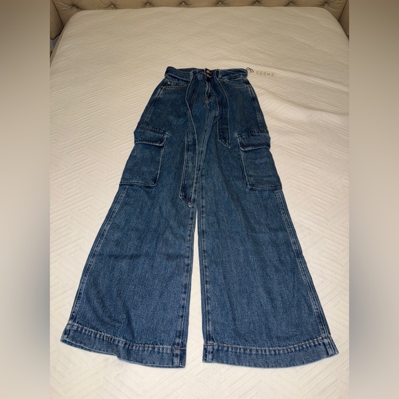 7  FOR ALL MANKIND  Denim Tie-Waist Cargo Palazzo Jeans  SIZE: 24 - Picture 7 of 12